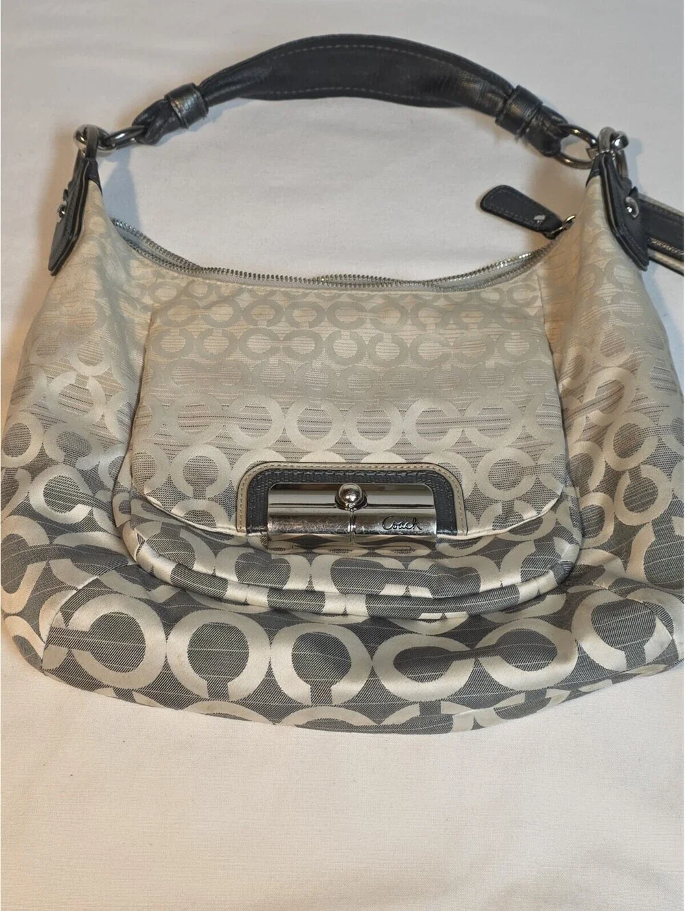 Coach Op Art Ombre Kristen Shoulder Bag Purse 16793 Gray White